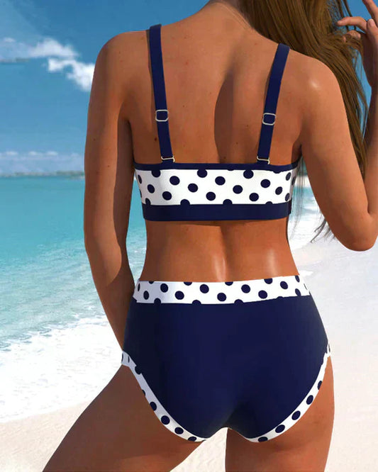 LB | Patchworkowe bikini w kropki z wysoką talią