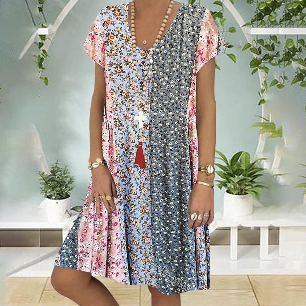 LB | Sukienka mini boho w kwiaty