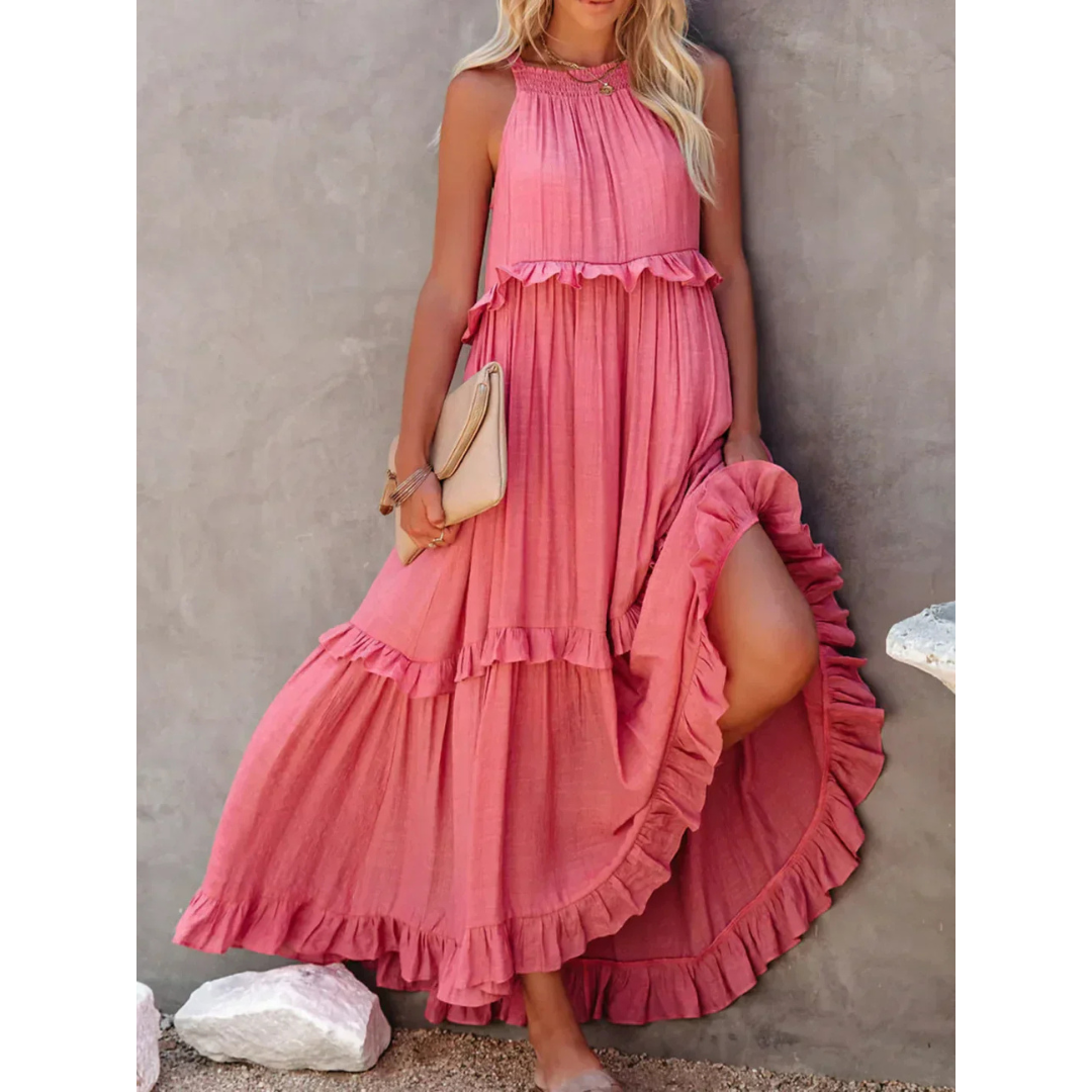 LB | Letnia sukienka maxi z odkrytymi ramionami | Maxi