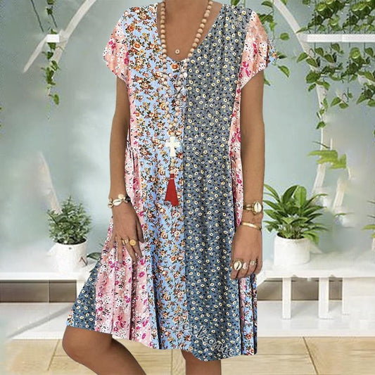 LB | Sukienka mini boho w kwiaty