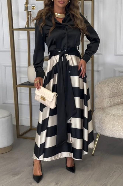 LB | Sukienka maxi w paski o eleganckim wyglądzie
