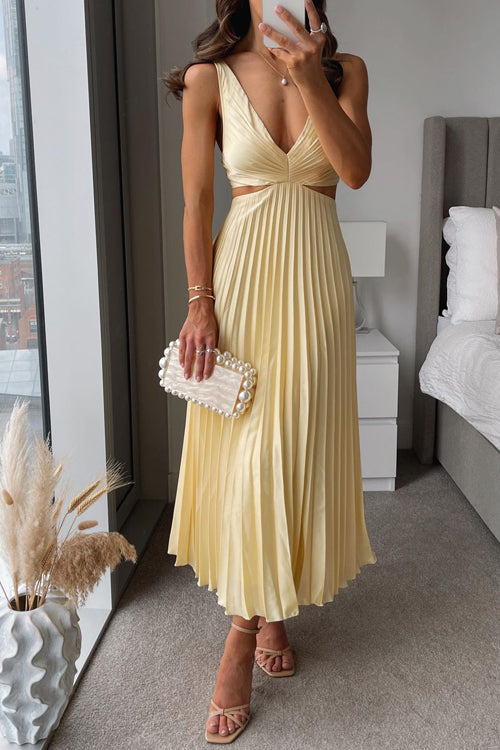 LB | Elegancka plisowana sukienka maxi