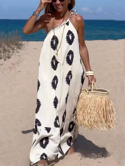 LB | Sunshine Ethnic Print One Shoulder Loose Maxi Dress
