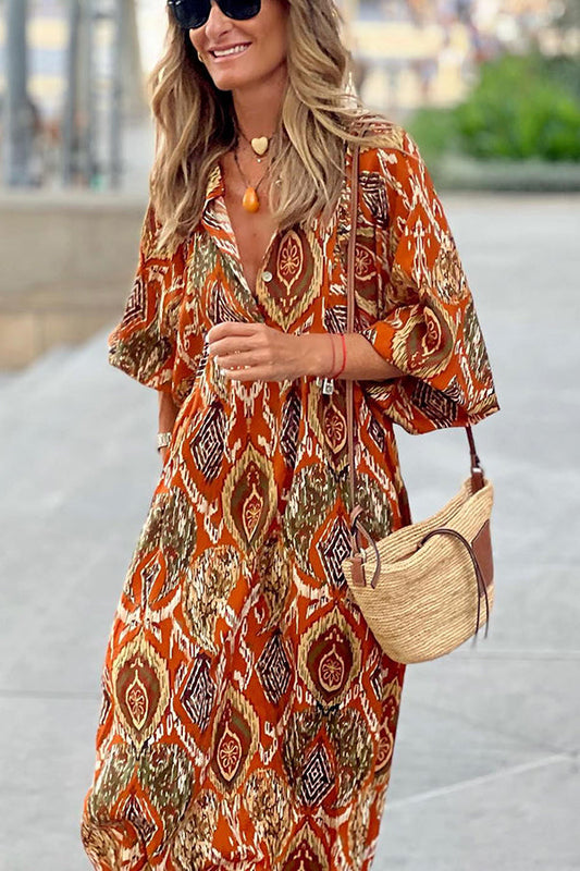 LB | So 70's Multi Print Draping Maxi Dress