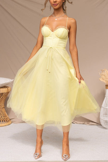 LB | Sukienka midi Bustier z tiulu