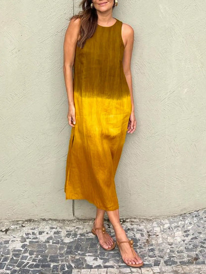 LB | Full Size Gradient Tank Midi Dress bez rękawów Plus Size