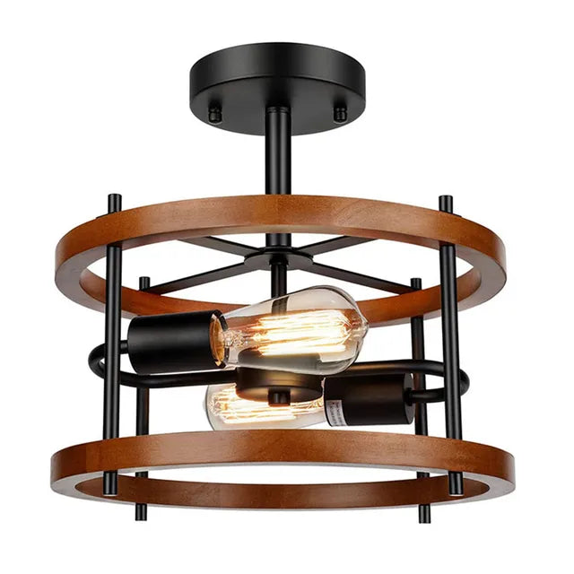 Vintage - drewniana lampa sufitowa