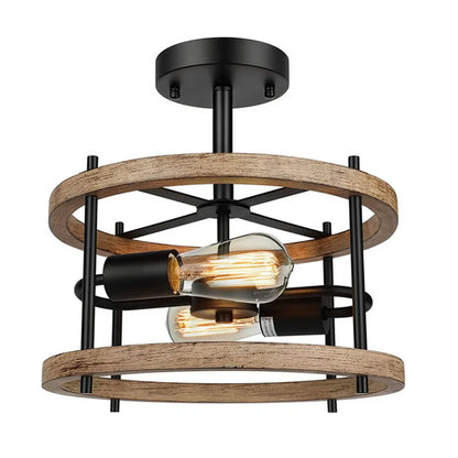 Vintage - drewniana lampa sufitowa