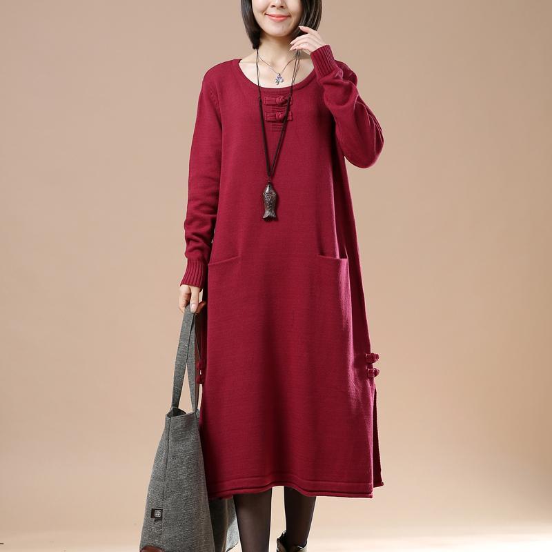 LB | Nowa czerwona dzianinowa sukienka maxi plus size długi sweter