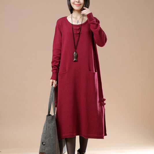 LB | Nowa czerwona dzianinowa sukienka maxi plus size długi sweter