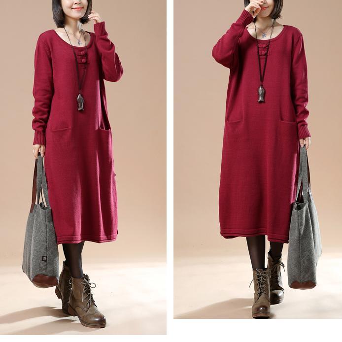 LB | Nowa czerwona dzianinowa sukienka maxi plus size długi sweter