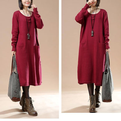 LB | Nowa czerwona dzianinowa sukienka maxi plus size długi sweter