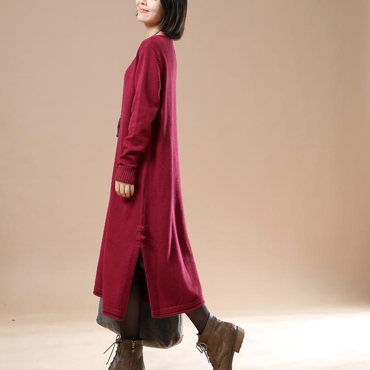 LB | Nowa czerwona dzianinowa sukienka maxi plus size długi sweter