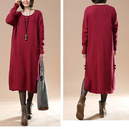 LB | Nowa czerwona dzianinowa sukienka maxi plus size długi sweter