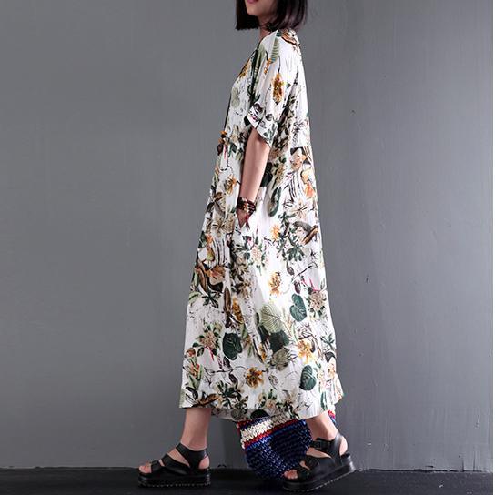 LB | Nowa letnia sukienka maxi z nadrukiem Sukienki lniane Plus Size Sundress