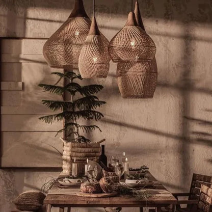 Japandi - oświetlenie w stylu wabi-sabi, lekka lampa bębnowa z wiszącym abażurem