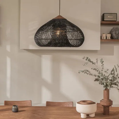 Japandi - oświetlenie w stylu wabi-sabi, lekka lampa bębnowa z wiszącym abażurem
