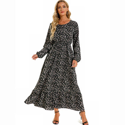 LB | Bohemian Women Maxi Casual Long Sleeve High Waist Chiffon Midi Dresses