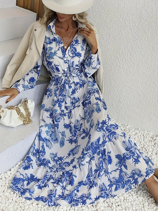 LB | Elastyczna sukienka maxi z kwiatowym nadrukiem