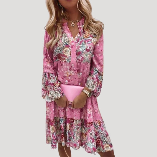 LB | Damska letnia sukienka midi boho w kwiaty