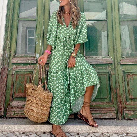 LB | Bohemian Beauty Zielona sukienka maxi