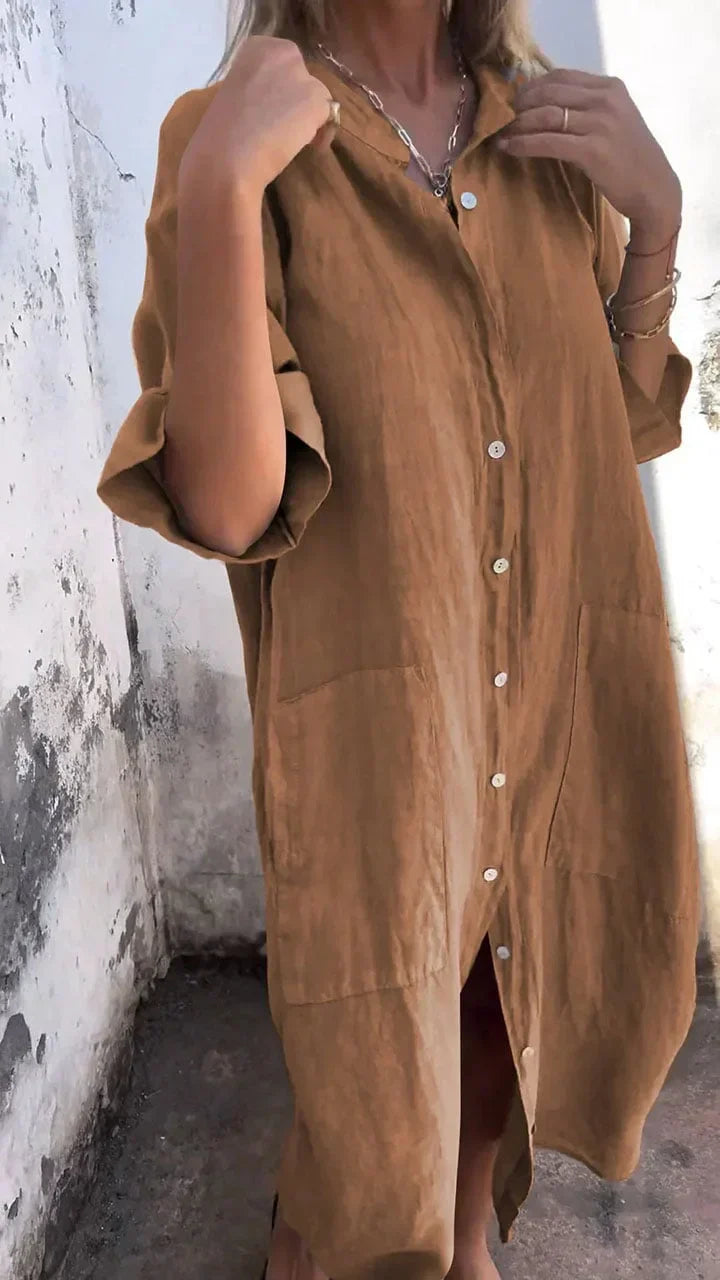 LB | casualowa koszulowa sukienka maxi