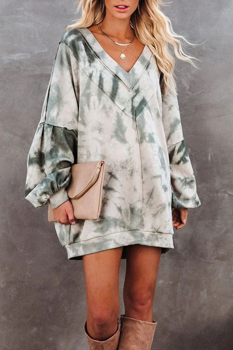 LB | Tie Dye V-neck mini sukienka bez pleców