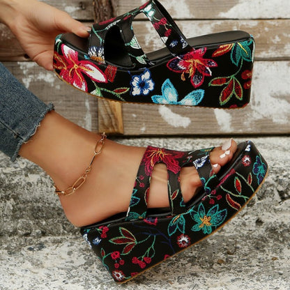 AS | Wycięte kwiatowe sandały peep toe