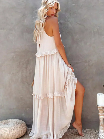 LB | Halter Ruffle Maxi Dress