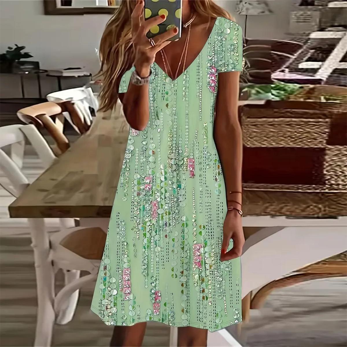 LB | Breezy Green Sukienka mini z krótkim rękawem