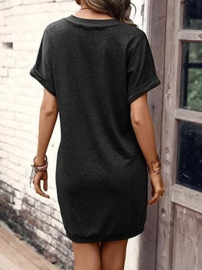 LB | Koszulka mini z krótkim rękawem V-neck