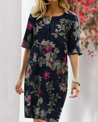 LB | Letnia sukienka z eleganckim nadrukiem