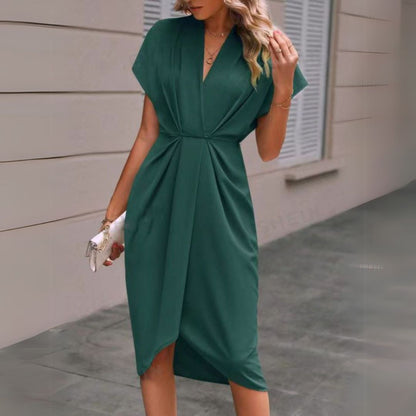 LB | Elegancka drapowana sukienka midi dla kobiet