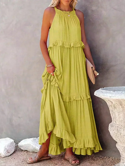 LB | Halter Ruffle Maxi Dress