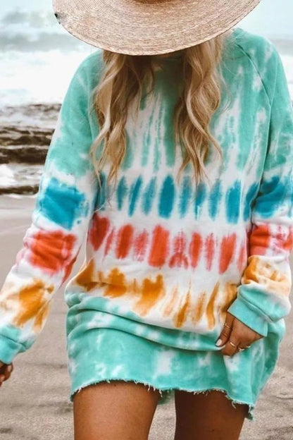 LB | Florcoo Tie-dye niebieska mini sukienka (4 kolory)