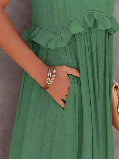 LB | Halter Ruffle Maxi Dress