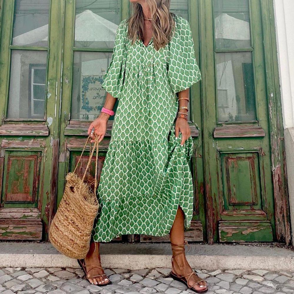 LB | Bohemian Beauty Zielona sukienka maxi