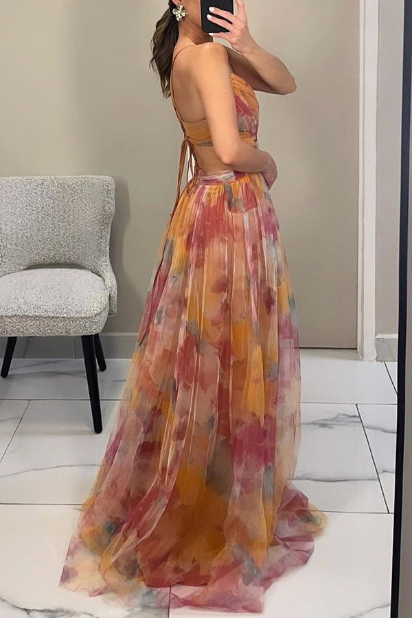 LB | Elegancka sukienka maxi w kwiaty