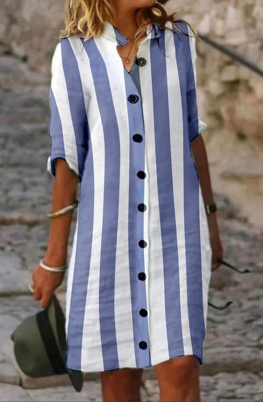 LB | Breezy Colour Block V-Neck Mini Sukienka