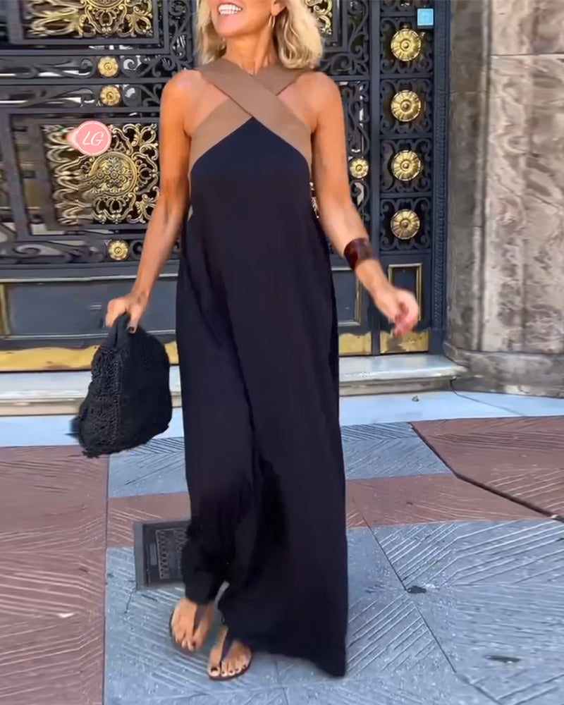 LB | Elegancka sukienka maxi z dekoltem w szpic na specjalne okazje