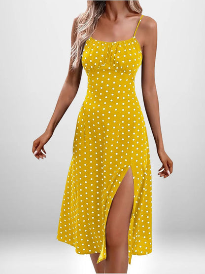 LB | Full Size Slit Printed Cami Midi Dress Plus Size