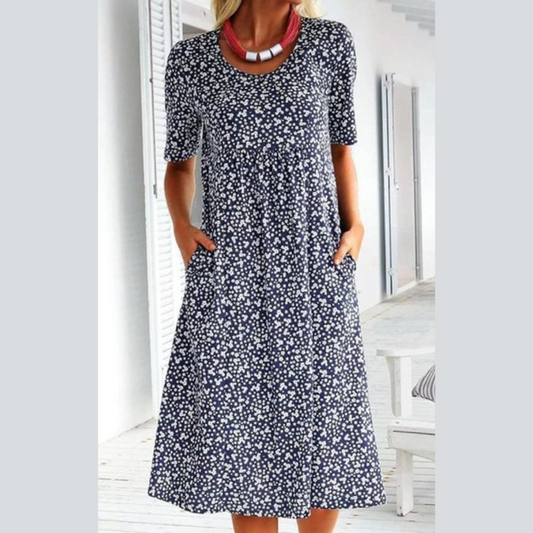 LB | ELEGANCKA SUKIENKA MIDI W KWIATY