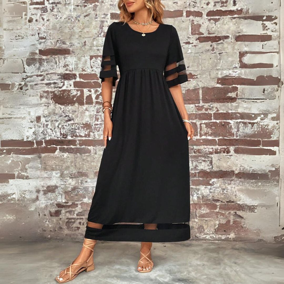 LB | Prześwitująca elegancka sukienka maxi