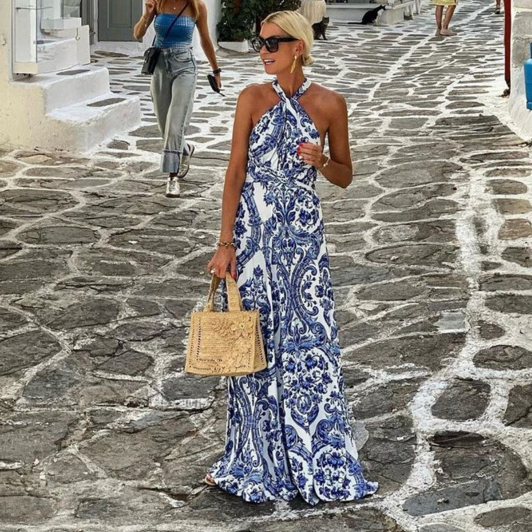 LB | Elegancka sukienka maxi z odkrytymi ramionami