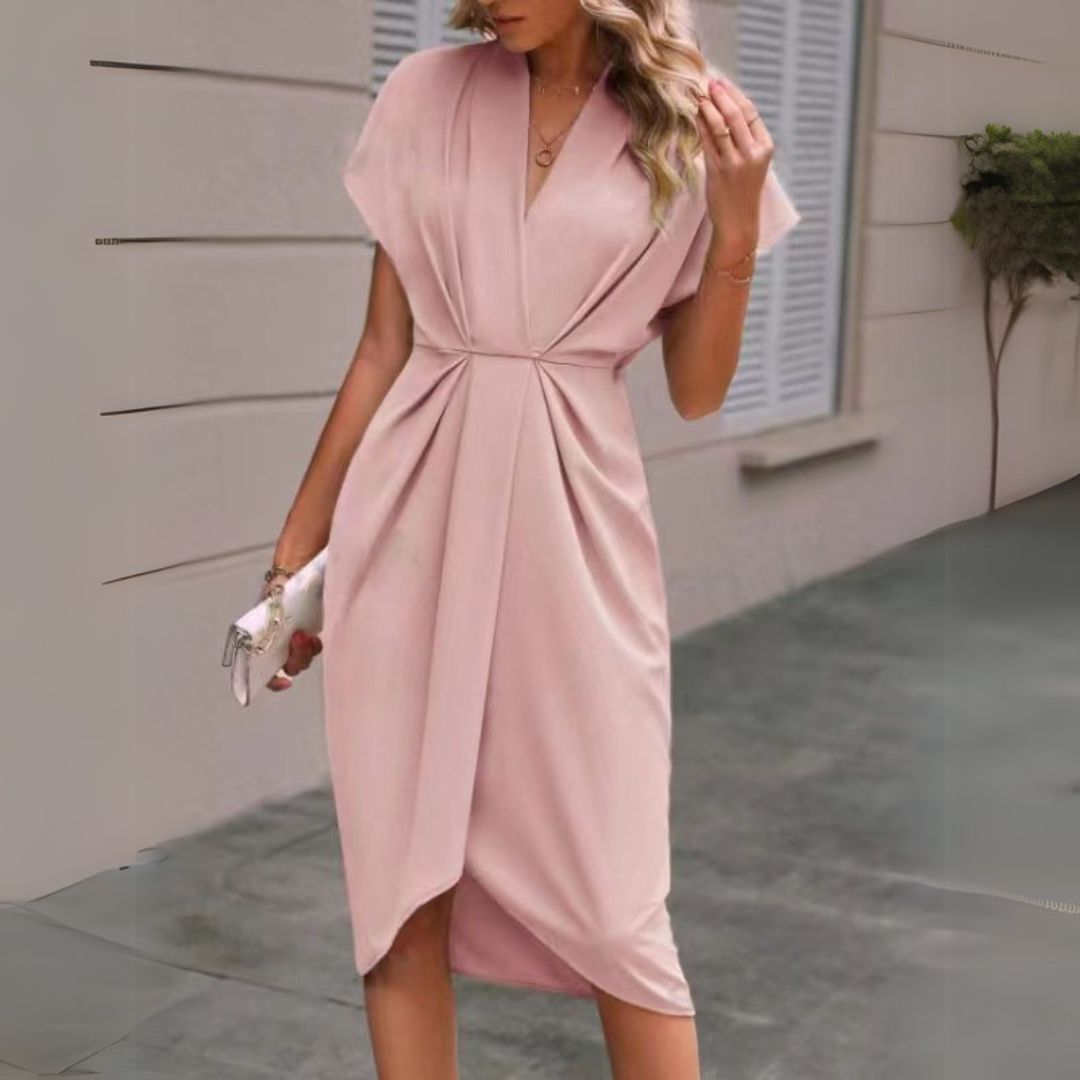 LB | Elegancka drapowana sukienka midi dla kobiet