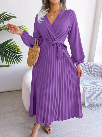 LB | Moda Elegancka plisowana sukienka maxi