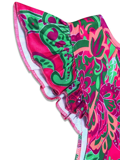 LB | Mini sukienka w paisley z marszczonymi rękawami