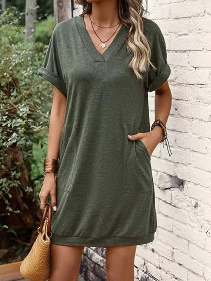 LB | Koszulka mini z krótkim rękawem V-neck