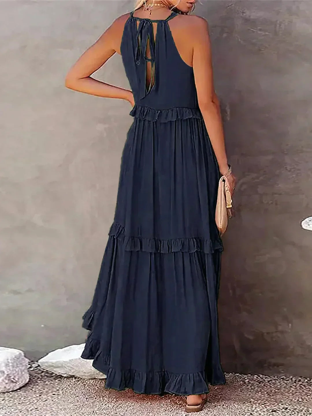 LB | Halter Ruffle Maxi Dress