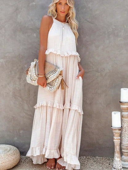 LB | Halter Ruffle Maxi Dress